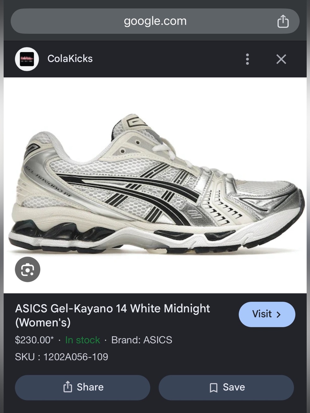 ASICS Women’s Gel-Kayano 14 White/Midnight - Picture 4 of 10